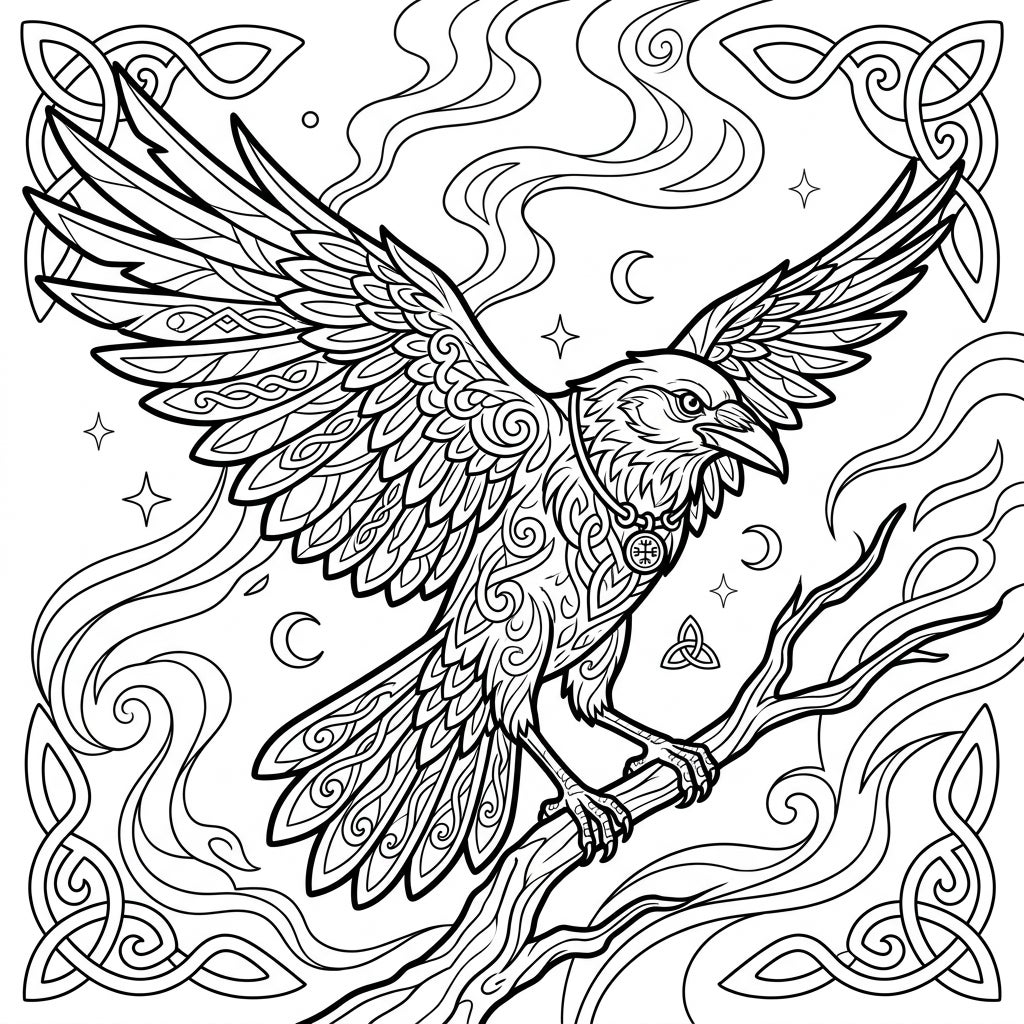 The Morrígan Coloring Page | Celtic Goddess Art — Color Pop
