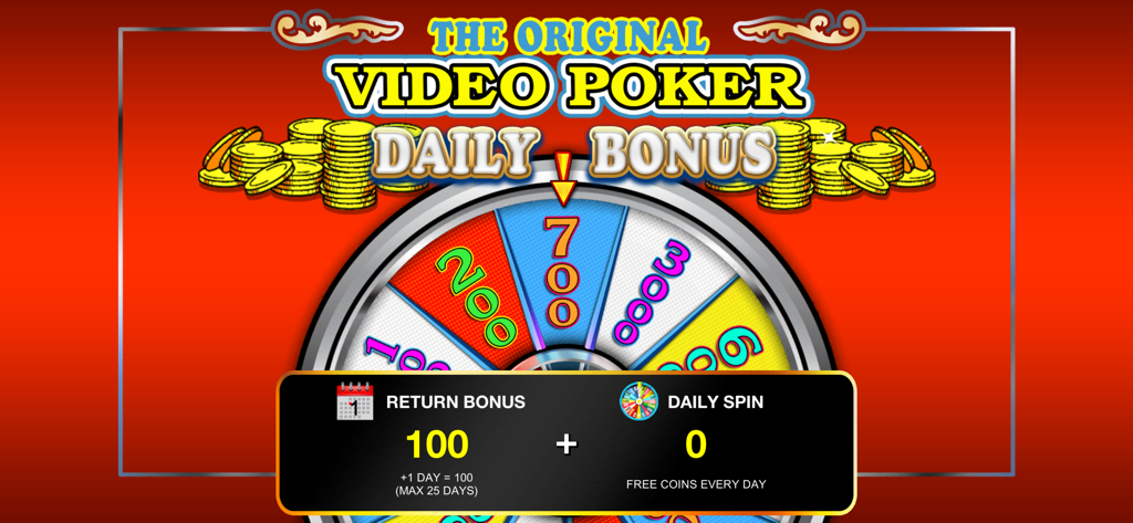 Video Poker ™ - Classic Games - Video Poker Classic Gamesアプリの無料コイン獲得のためのデイリーボーナススピンホイール。