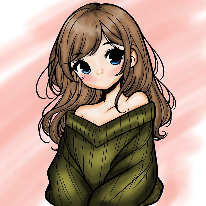 shy pretty girl wearing a sweater that is falling off one shoulder portrait