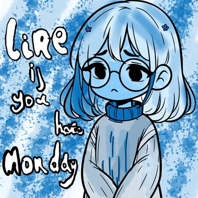 sad girl with glasses in a sweater