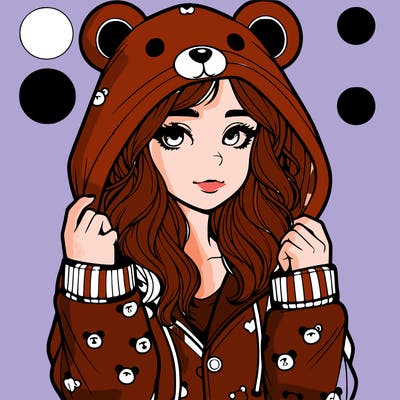 realistic girl in a animal pjs hoodie