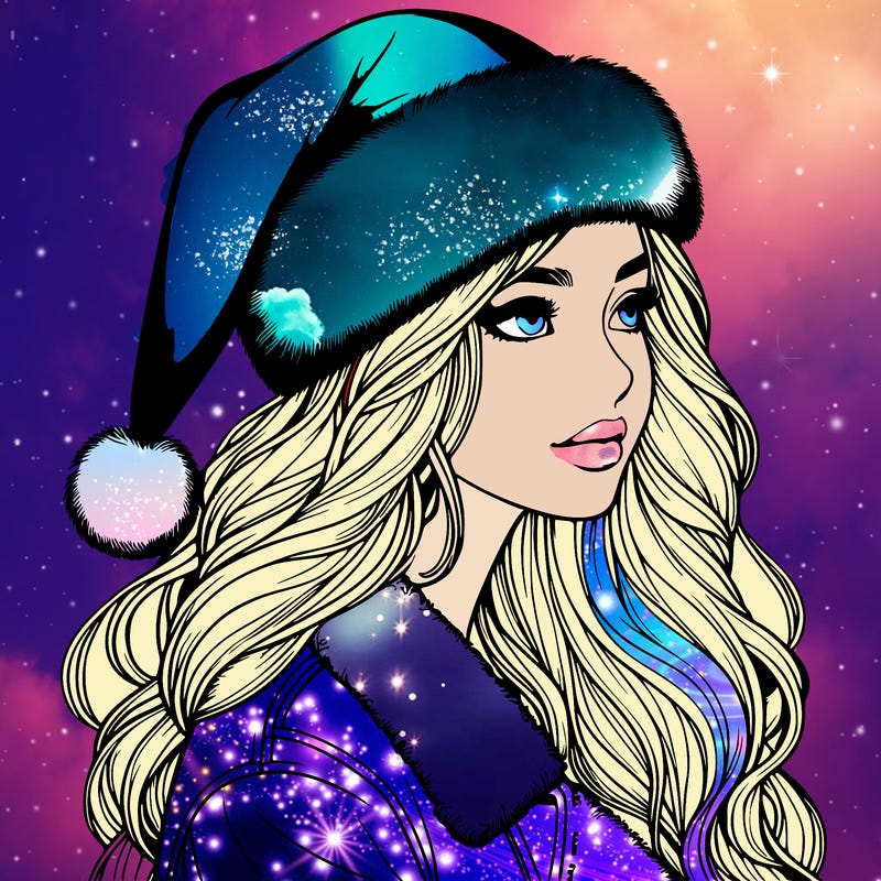 realistic girl in santa hat