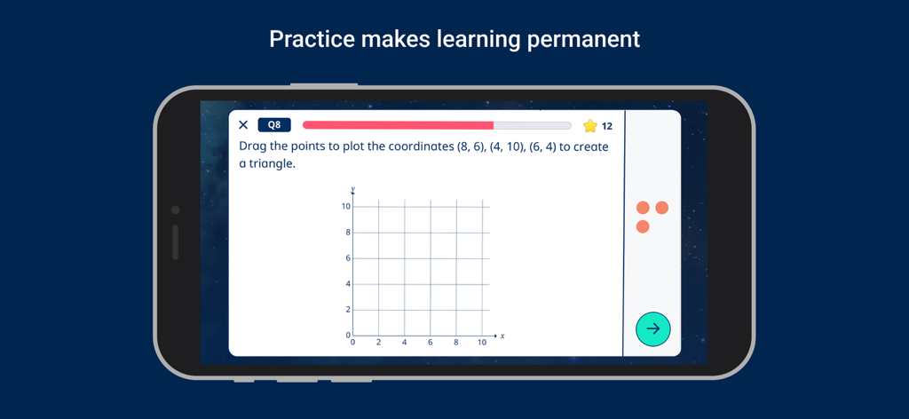 White Rose Infinity - White Rose Infinity app interface showing a student plotting coordinates on a grid to create a triangle.