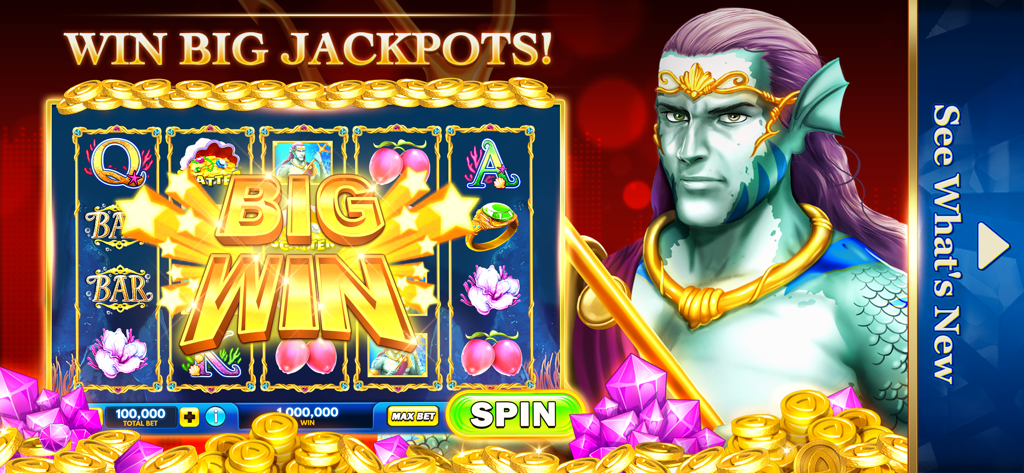 Big win on an underwater themed slot machine in Double Win Vegas Casino Slots