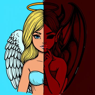 realistic angel half demon