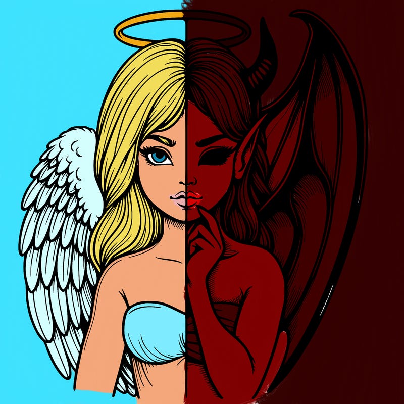 realistic angel half demon