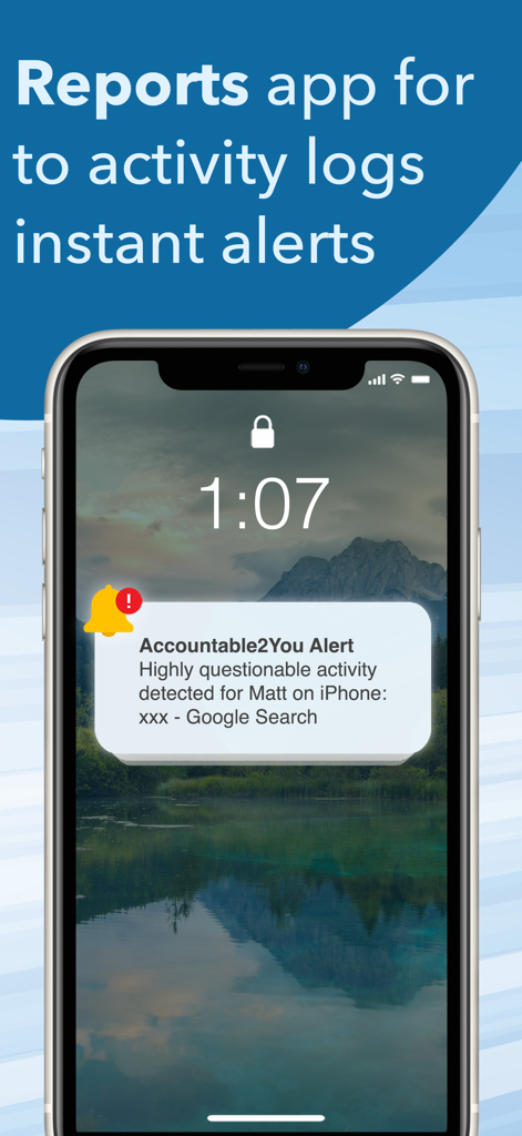 Accountable2You Monitoring - iPhone lock screen displaying an Accountable2You notification for questionable activity alerts