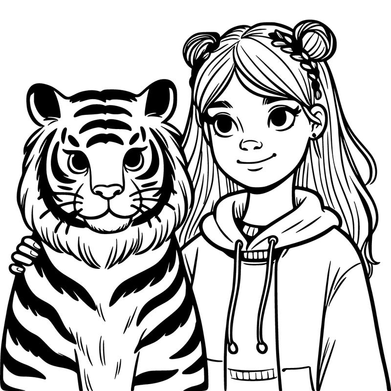 teen girl with a tiger
