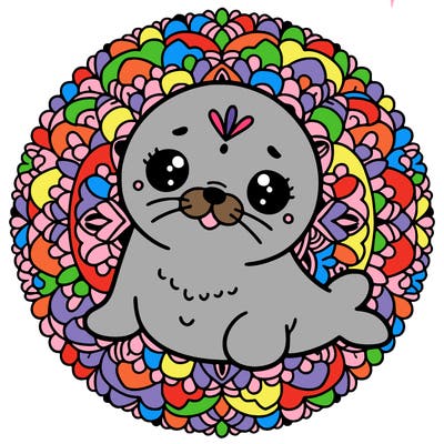 a cute baby seal mandala