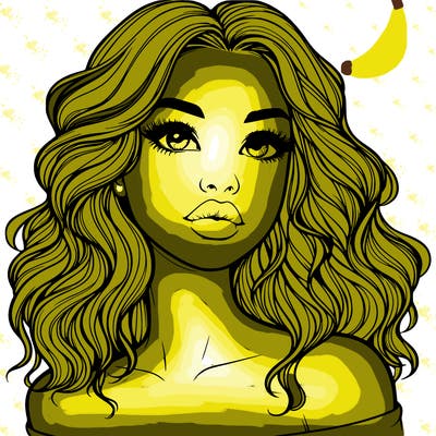 realistic girl with wavy hair and lips