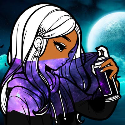 a realistic girl spray painting