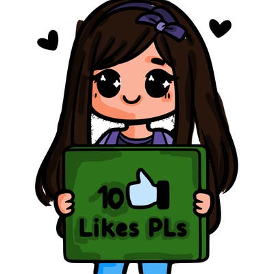girl holding a sign saying 10 likes pls