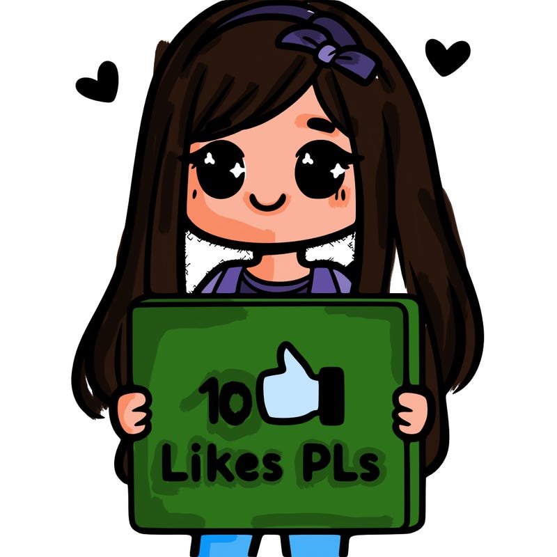 girl holding a sign saying 10 likes pls