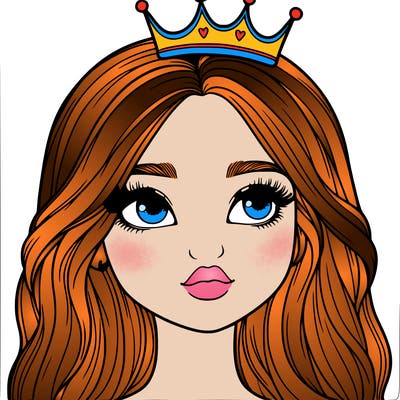 a realistic girl with a crown on