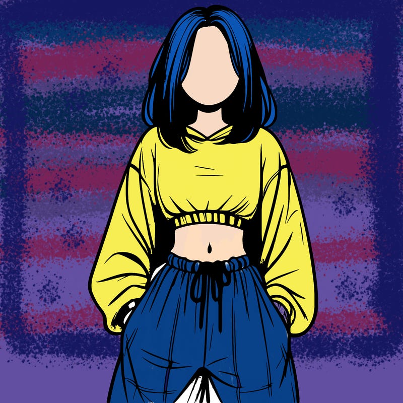 realistic girl faceless with baggy pants and a crop top