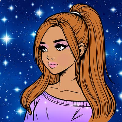 realistic girl with a high ponytail