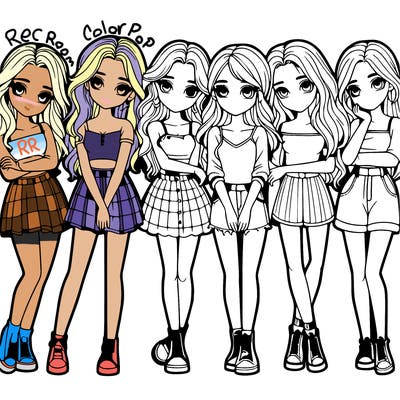 a group of girls realistic