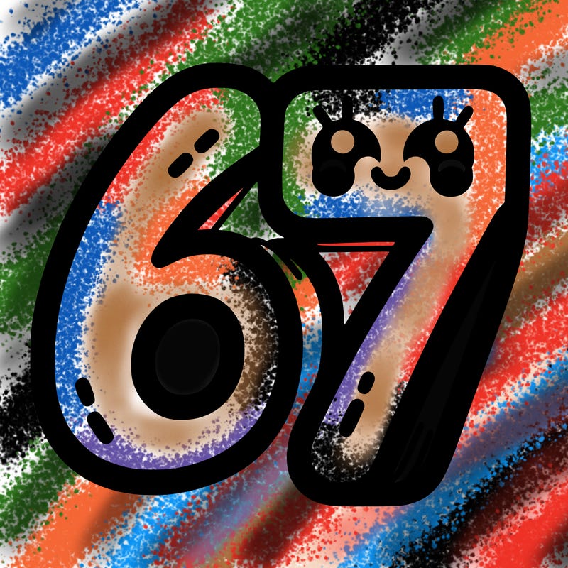 the numbers 67