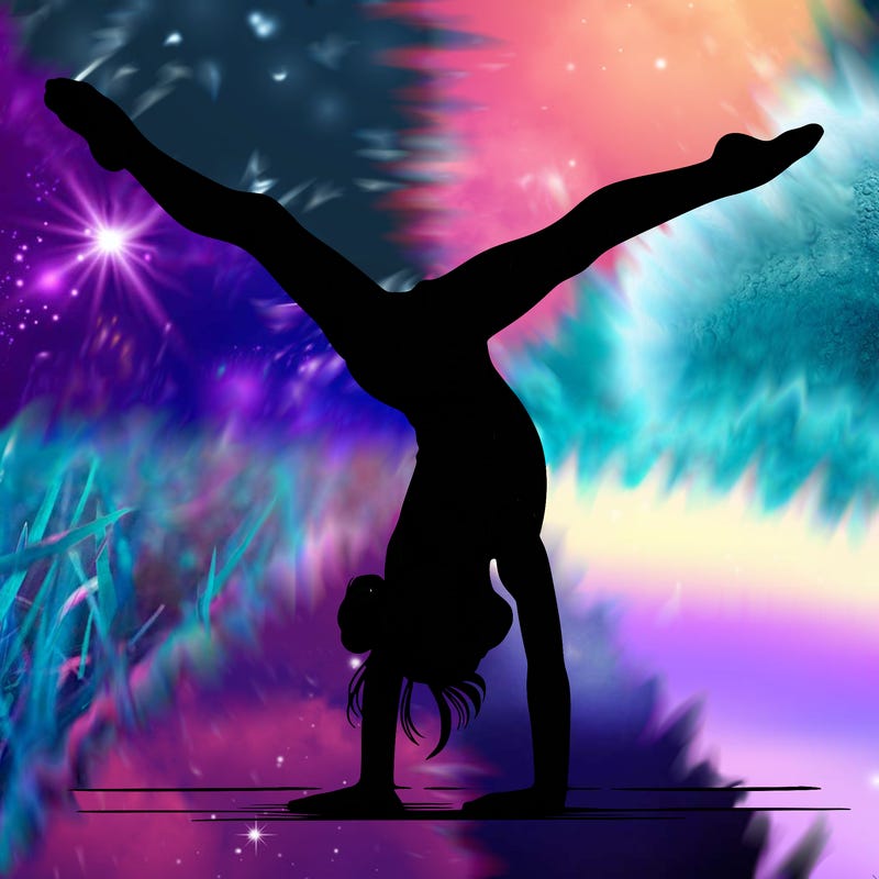 realistic gymnastic hand stand girl in four splits