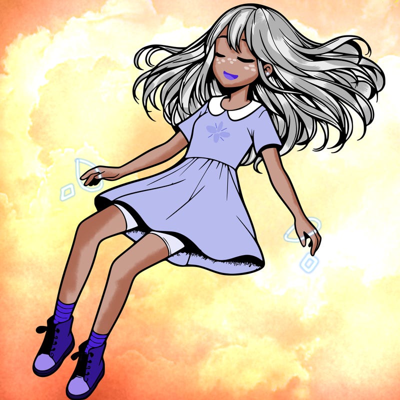 realistic girl floating