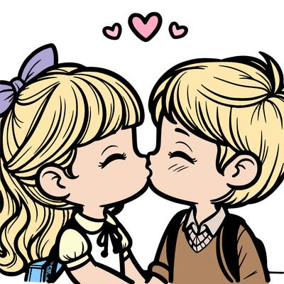 boy and girl kissing