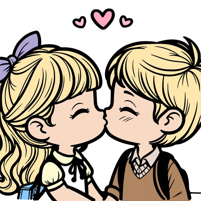 boy and girl kissing