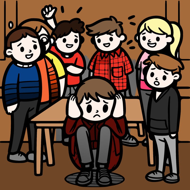 lonely kid not fitting in with everyone else