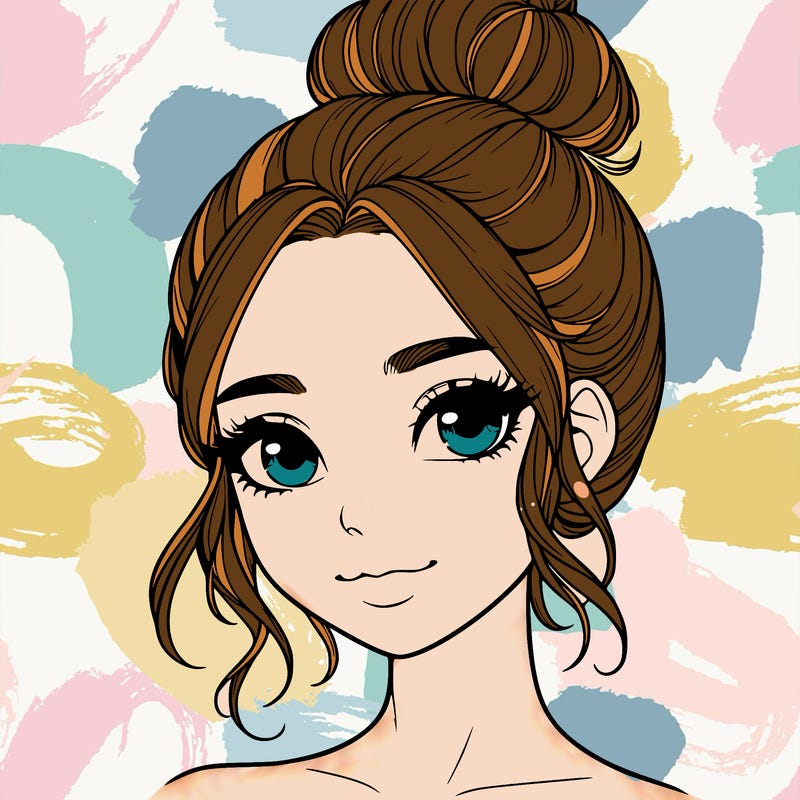 realistic pretty girl with hair in bun