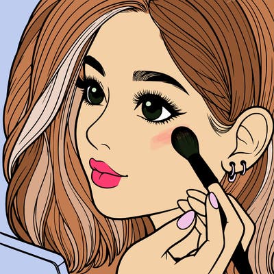 a realistic girl doing her makeup