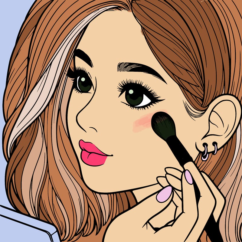 a realistic girl doing her makeup