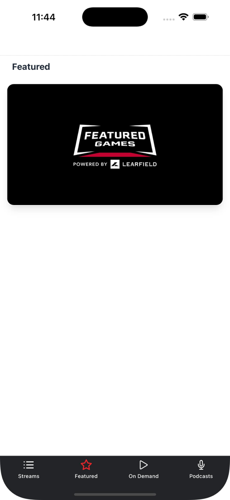 Varsity Network - Varsity Network app featured games screen with bottom navigation menu