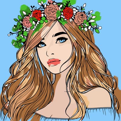 realistic girl with flower crown