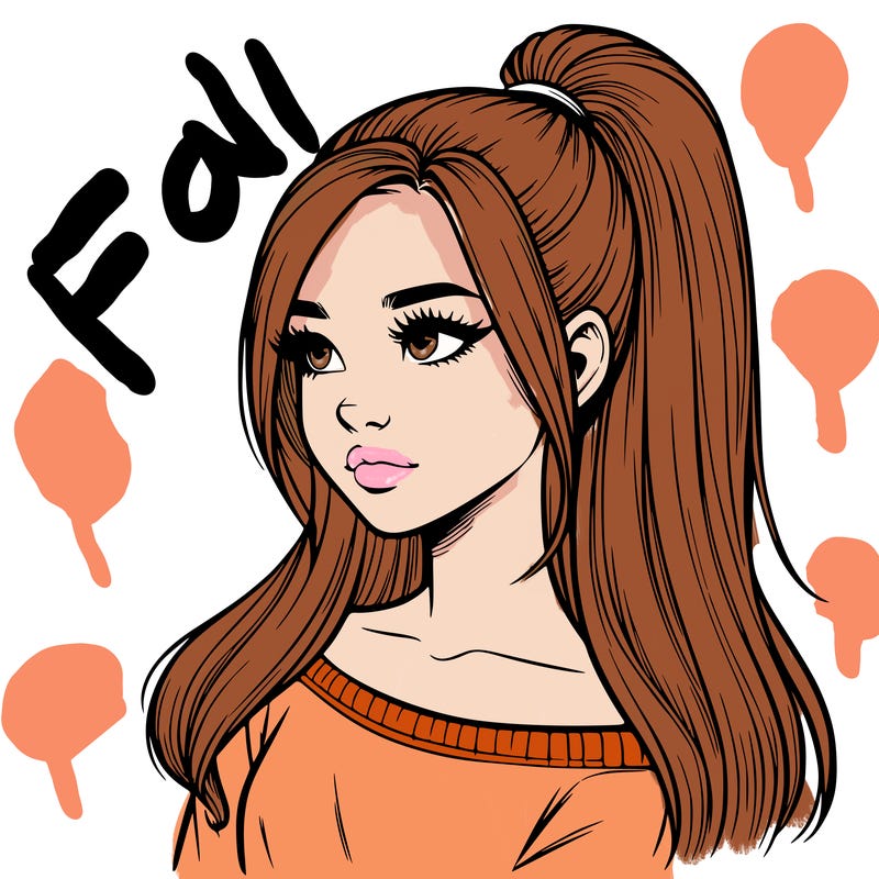 realistic girl with a high ponytail