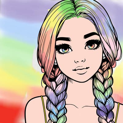 realistic girl with braids