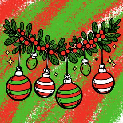 christmas garland with big bulbs