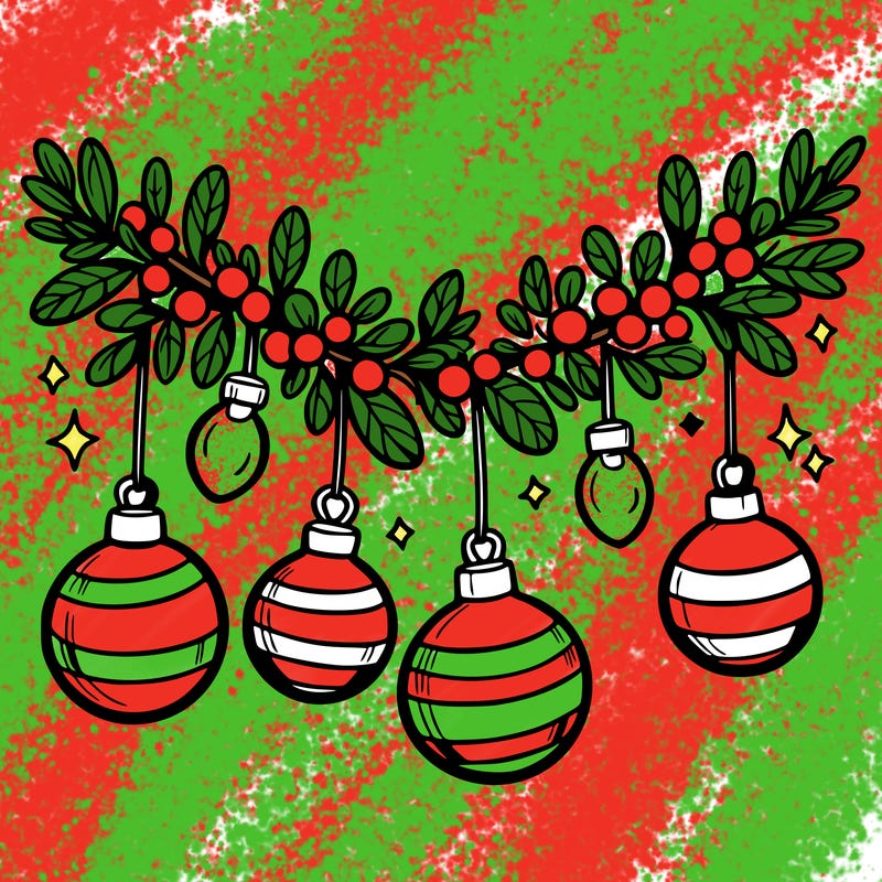 christmas garland with big bulbs