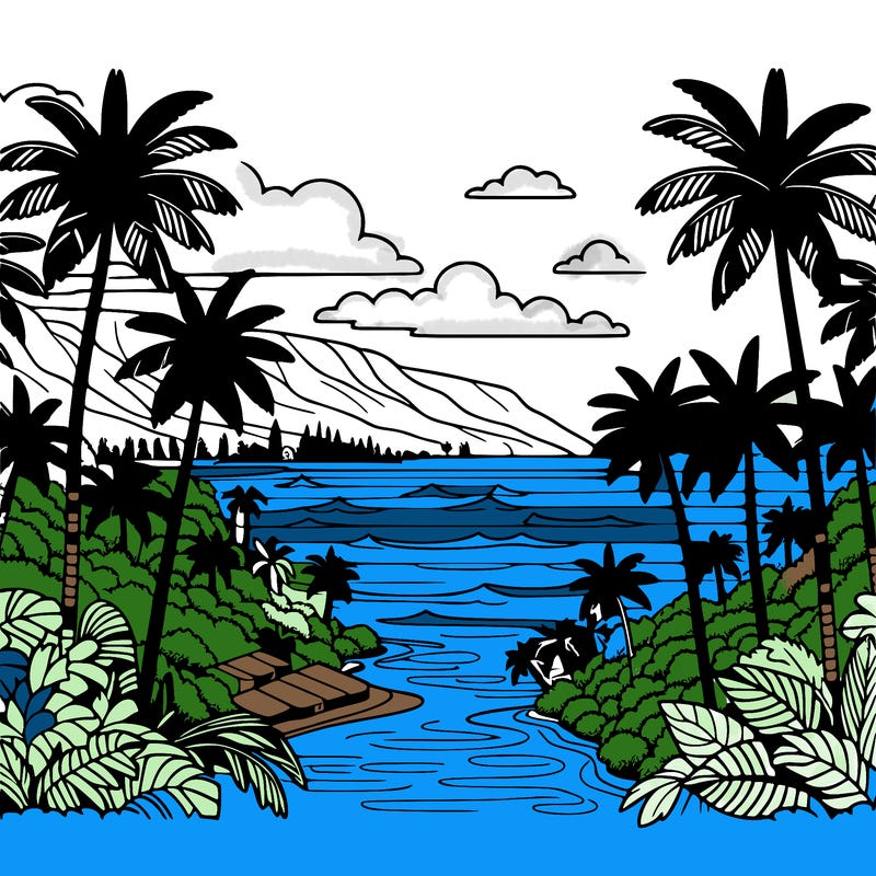 view of the ocean in hawaii lots of palm trees and beautiful view