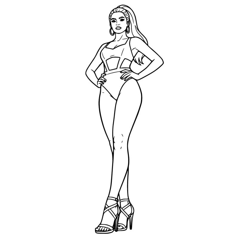 woman in swimsuit and heels