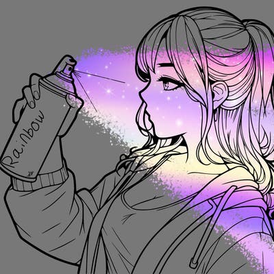 a realistic girl spray, painting