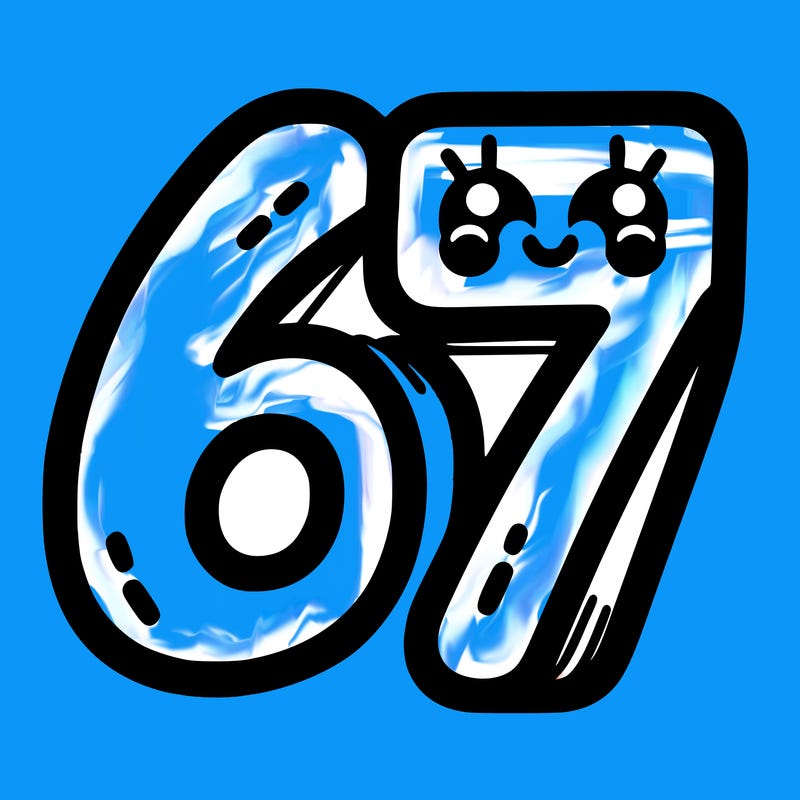 the numbers 67