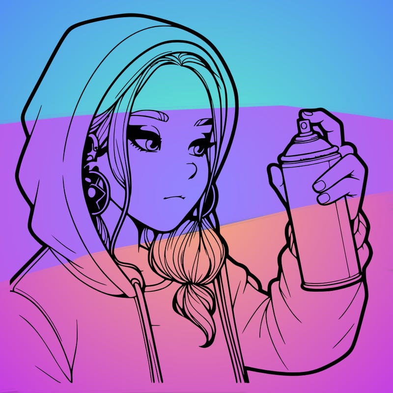 a realistic girl, spray painting