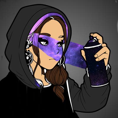 a realistic girl, spray painting