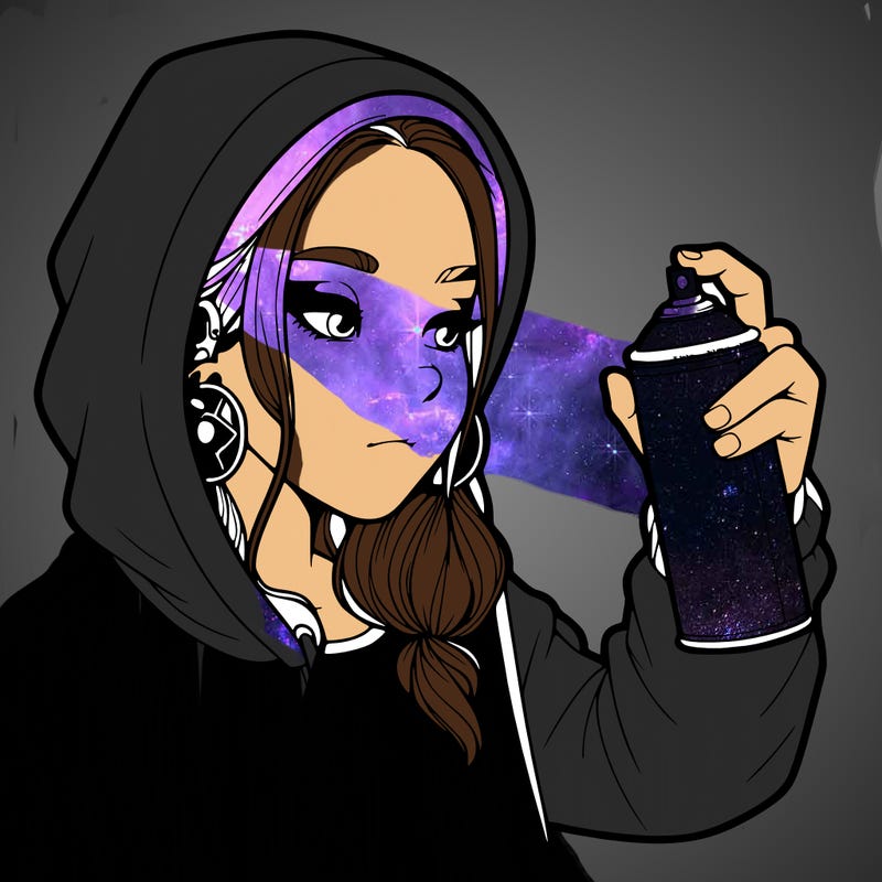 a realistic girl, spray painting