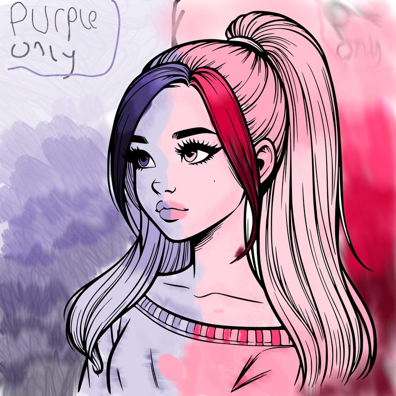 realistic girl with a high ponytail