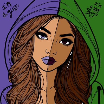 realistic beautiful girl with a hood on