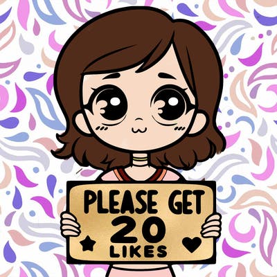20 girl holding sign that says please get 20 likes
