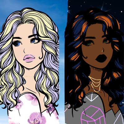 realistic girl with wavy hair and lips