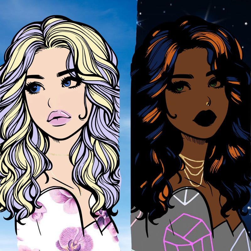 realistic girl with wavy hair and lips