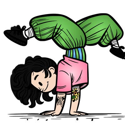 a girl doing a handstand
