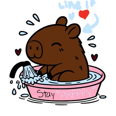 capybara taking a bath